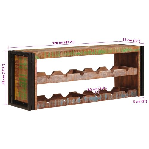 Винен рафт 120 x 45 x 33 см Солидна рециклирана дървесина