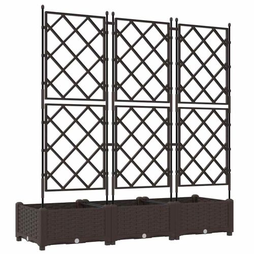 Градинска саксия 3 бр. Кафяво 120 x 40 x 125,5 см ПП