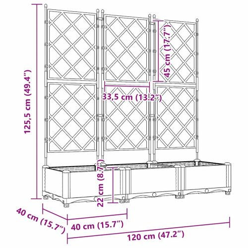 Градинска саксия 3 бр. Кафяво 120 x 40 x 125,5 см ПП