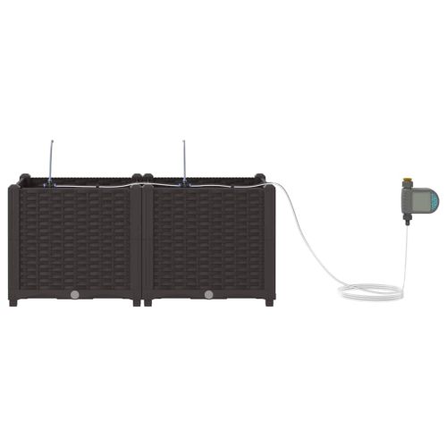 Градинска саксия 2 pcs Кафяво 80 x 40 x 37,5 см Пластмаса