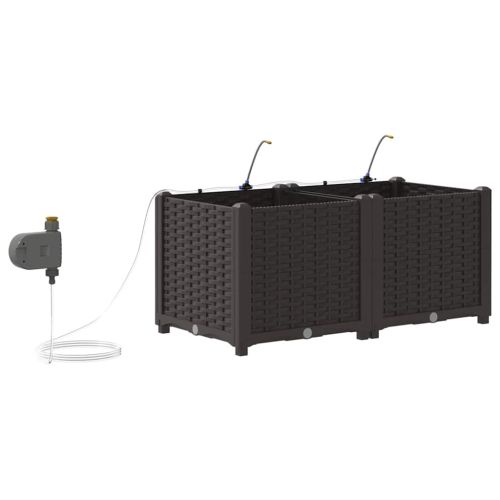 Градинска саксия 2 pcs Кафяво 80 x 40 x 37,5 см Пластмаса