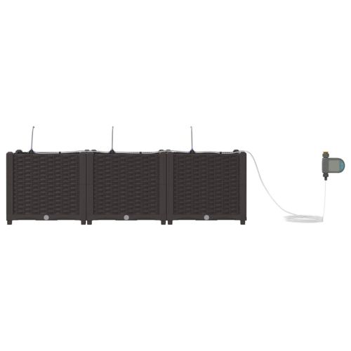 Градинска саксия 3 pcs Кафяво 120 x 40 x 37,5 см Пластмаса