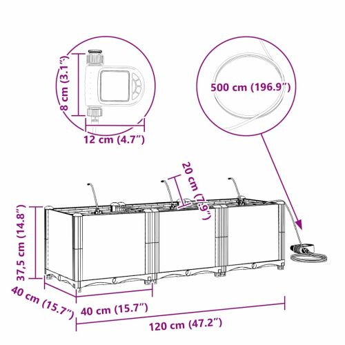 Градинска саксия 3 pcs Кафяво 120 x 40 x 37,5 см Пластмаса
