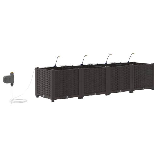 Градинска саксия 4 pcs Кафяво 160 x 40 x 37,5 см Пластмаса