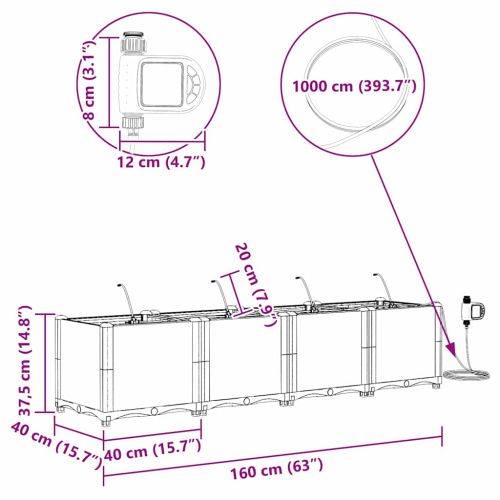 Градинска саксия 4 pcs Кафяво 160 x 40 x 37,5 см Пластмаса