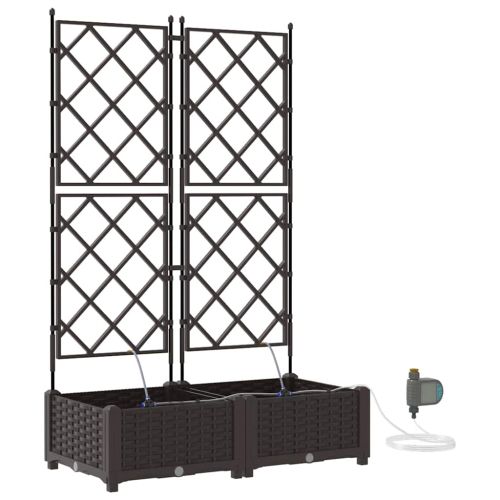 Градинска саксия 2 pcs Кафяво Пластмаса