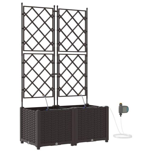 Градинска саксия 2 pcs Кафяво Пластмаса