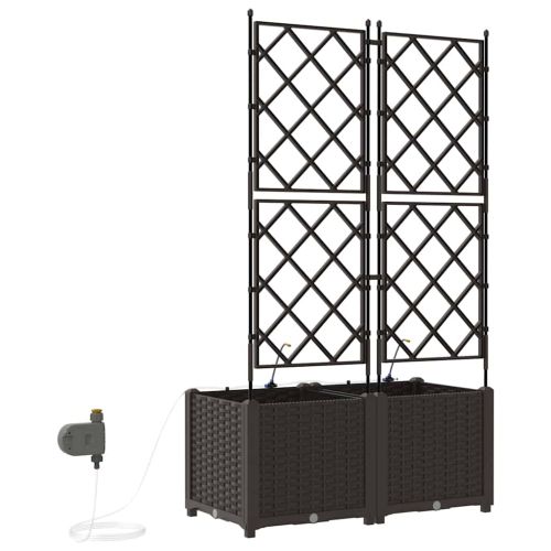 Градинска саксия 2 pcs Кафяво 80 x 40 x 142 cm Пластмаса
