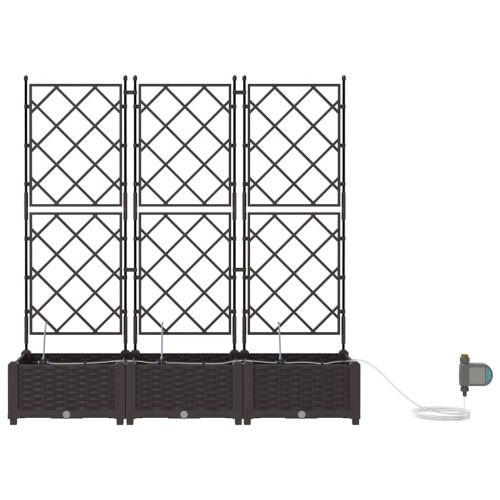 Градинска саксия 3 pcs Кафяво 120 x 40 x 126 см Пластмаса
