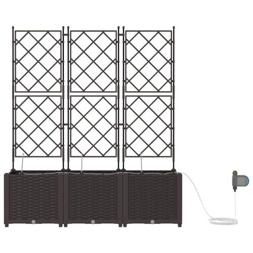 Градинска саксия 3 pcs Кафяво 120 x 40 x 142 cm Пластмаса