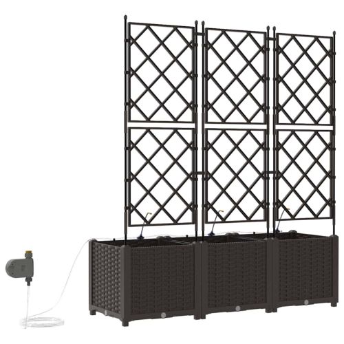 Градинска саксия 3 pcs Кафяво 120 x 40 x 142 cm Пластмаса