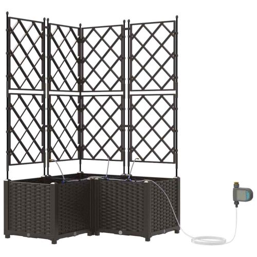 Градинска саксия 3 pcs Кафяво Пластмаса