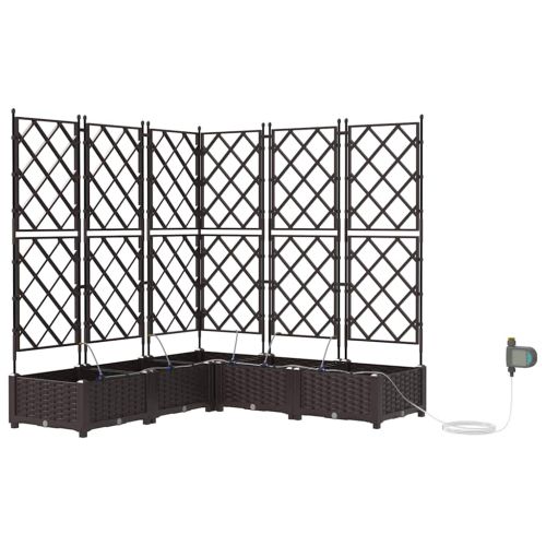 Градинска саксия 5 pcs Кафяво Пластмаса