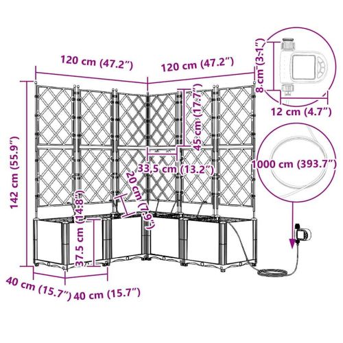 Градинска саксия 5 pcs Кафяво 120 x 120 x 142 см Пластмаса