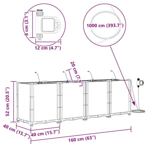 Градинска саксия 4 pcs Кафяво 160 x 40 x 52 см Пластмаса