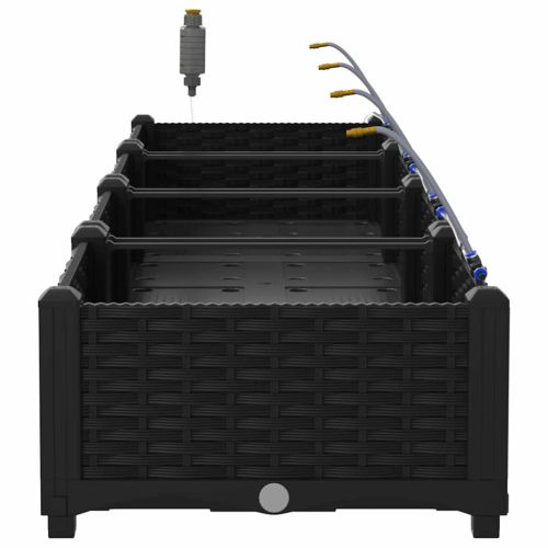 Градинска саксия 4 pcs Черен Пластмаса