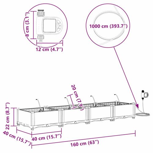 Градинска саксия 4 pcs Черен Пластмаса