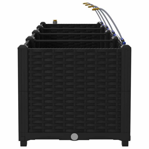 Градинска саксия 3 pcs Черен Пластмаса