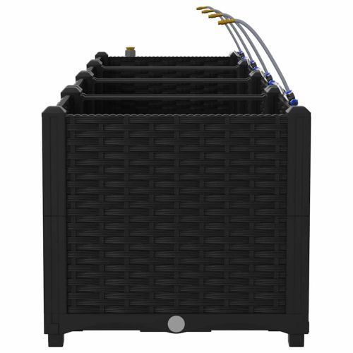 Градинска саксия 4 pcs Черен Пластмаса