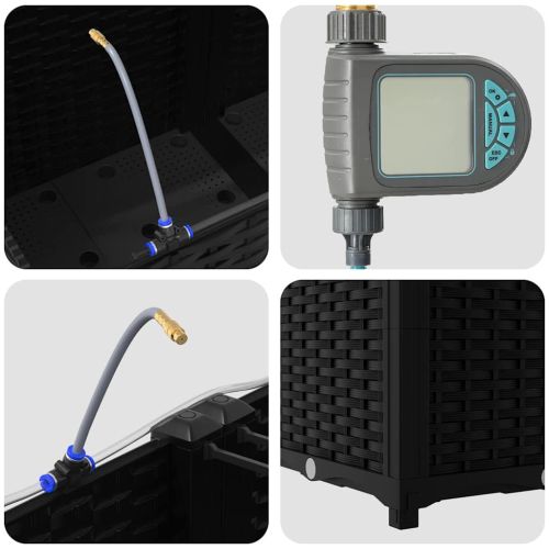 Градинска саксия 4 pcs Черен Пластмаса