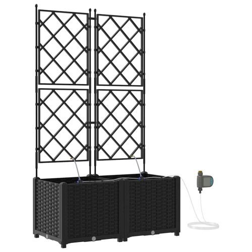 Градинска саксия 2 pcs Черен Пластмаса