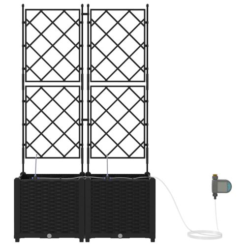 Градинска саксия 2 pcs Черен Пластмаса