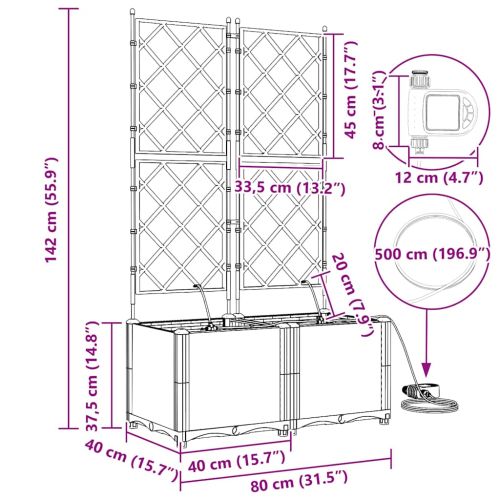 Градинска саксия 2 pcs Черен Пластмаса