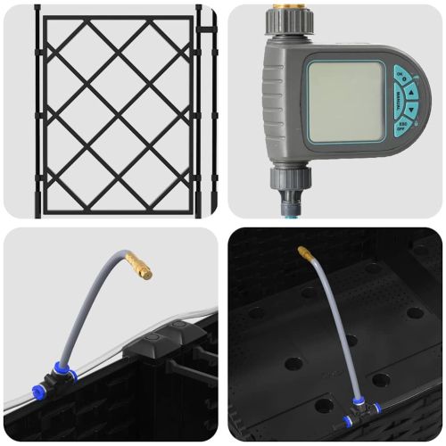 Градинска саксия 3 pcs Черен Пластмаса