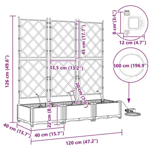 Градинска саксия 3 pcs Черен Пластмаса