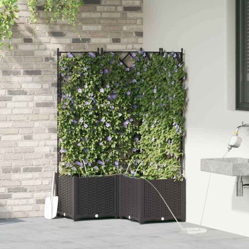 Градинска саксия 3 pcs Черен Пластмаса