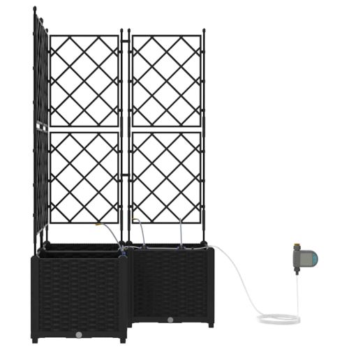 Градинска саксия 3 pcs Черен Пластмаса