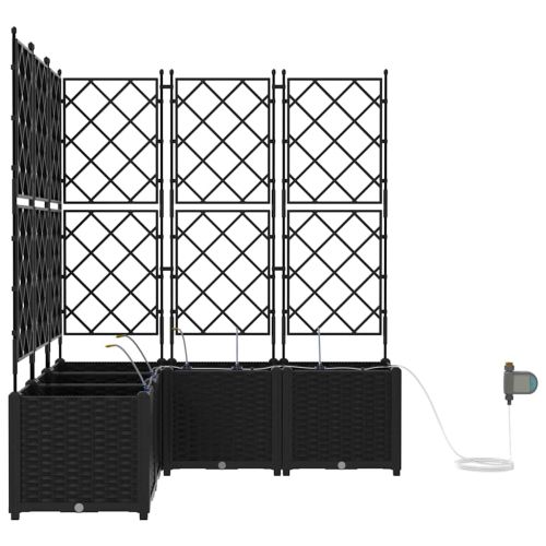 Градинска саксия 5 pcs Черен Пластмаса