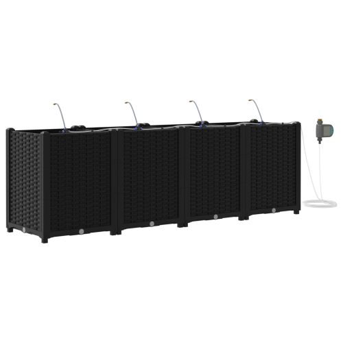 Градинска саксия 4 pcs Черен 160 x 40 x 52 см Пластмаса
