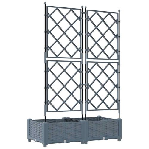 Градинска саксия 2 бр. Светлосиво 80 x 40 x 125,5 см ПП