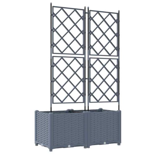 Градинска саксия 2 бр. Светлосиво 80 x 40 x 143 см ПП