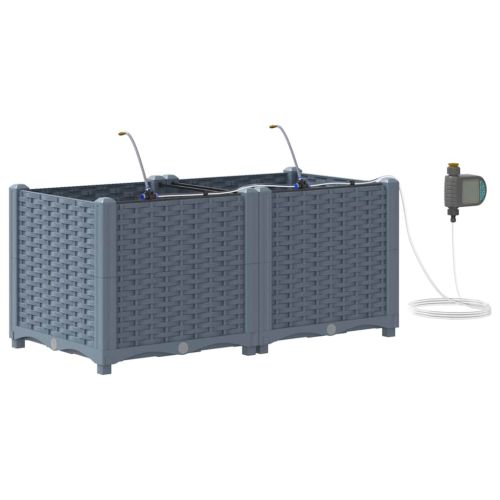 Градинска саксия 2 pcs Светло сиво Пластмаса