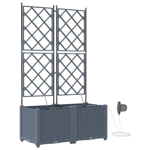 Градинска саксия 2 pcs Светло сиво Пластмаса