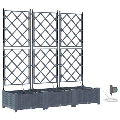 Градинска саксия 3 pcs Светло сиво Пластмаса