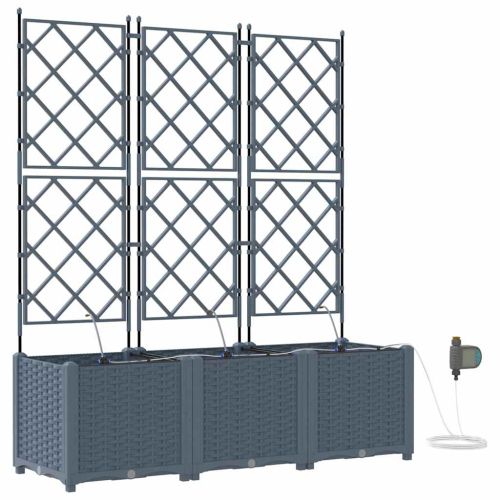 Градинска саксия 3 pcs Светло сиво Пластмаса