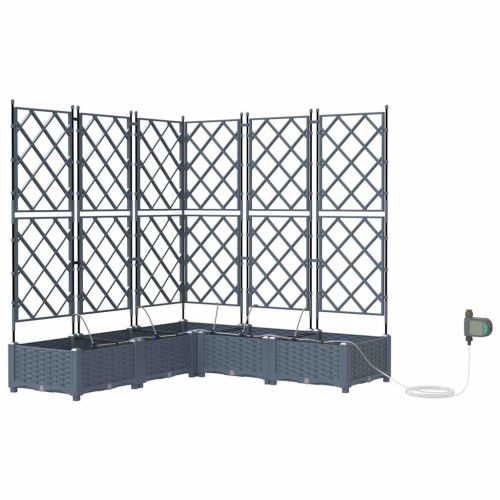 Градинска саксия 5 pcs Светло сиво Пластмаса