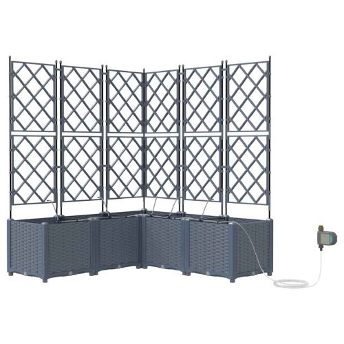 Градинска саксия 5 pcs Светло сиво Пластмаса