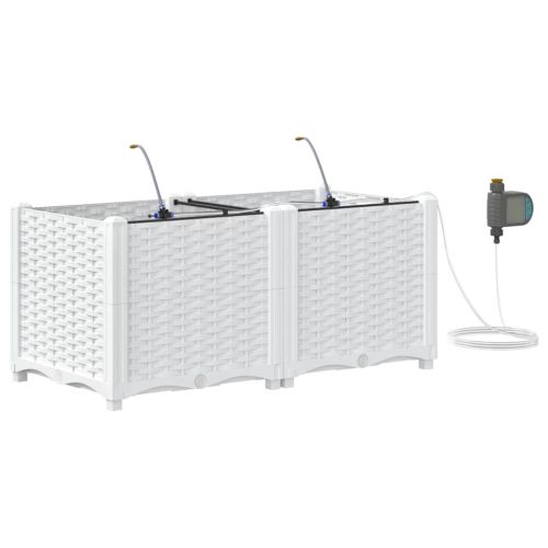 Градинска саксия 2 pcs Бял Пластмаса