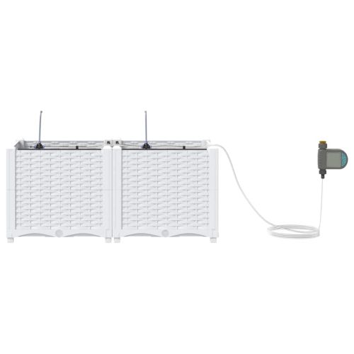 Градинска саксия 2 pcs Бял Пластмаса