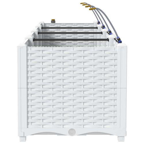 Градинска саксия 3 pcs Бял Пластмаса