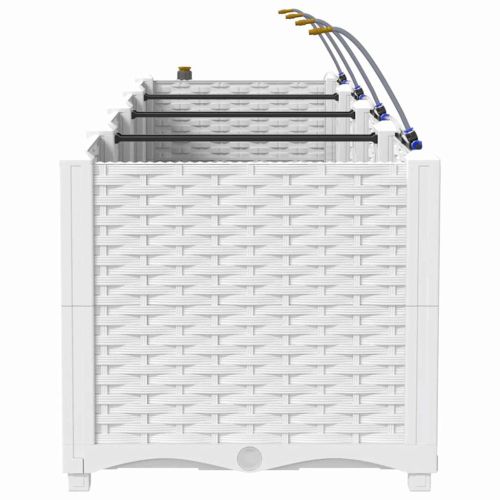 Градинска саксия 4 pcs Бял Пластмаса