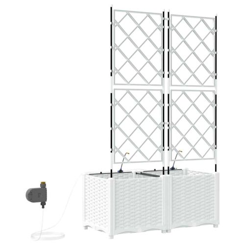 Градинска саксия 2 pcs Бял 80 x 40 x 142 cm Пластмаса