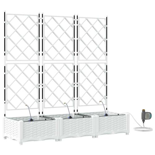 Градинска саксия 3 pcs Бял Пластмаса