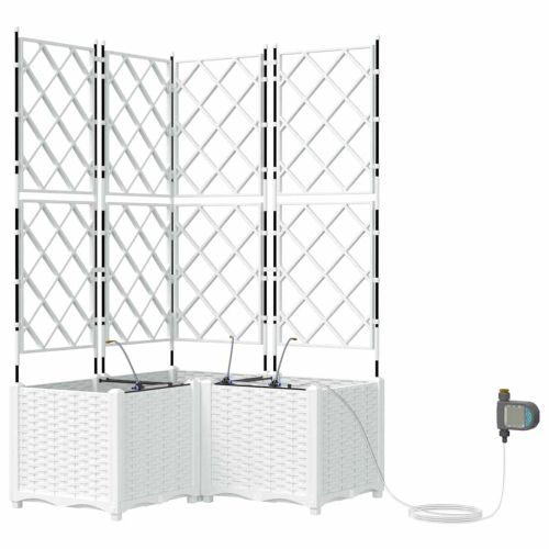 Градинска саксия 3 pcs Бял Пластмаса