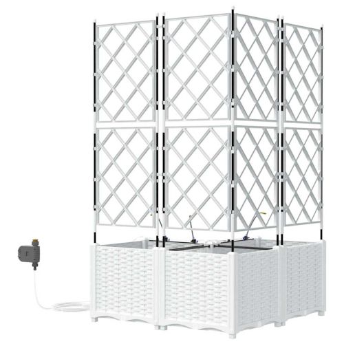 Градинска саксия 3 pcs Бял 80 x 80 x 142 см Пластмаса