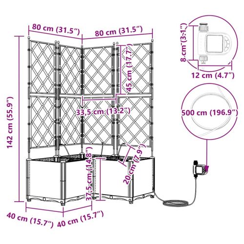Градинска саксия 3 pcs Бял 80 x 80 x 142 см Пластмаса